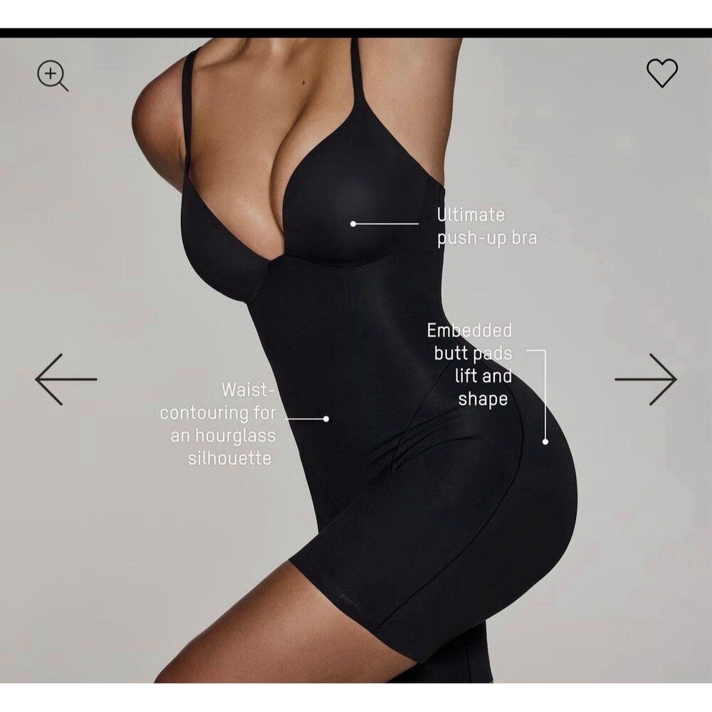 Ultimate Body Push Up Butt Enhancing Mid Thigh Bodysuit Onyx XS